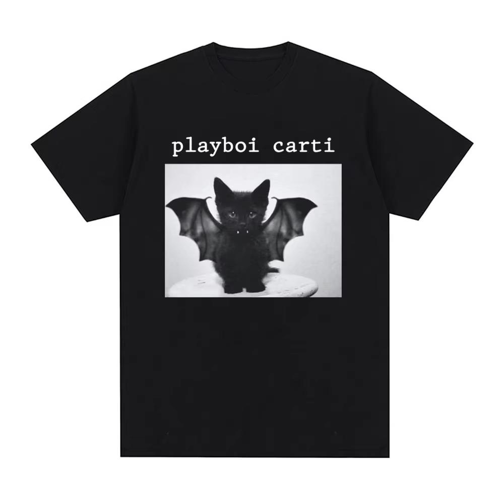 

Репер Playboi Carti Футболка з графічним принтом Cat 90-х Vintage Хіп-хоп Футболка Модна повсякденна футболка великого розміру Вуличний одяг M