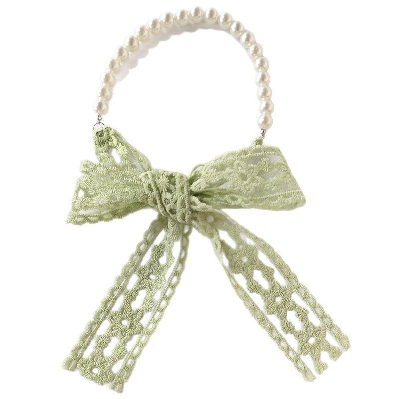 New Lace Pearl Collarbone Chain Necklace Fashion Scarf Premium Hair Band Hair Accessories Silk Scarf Tied Bag Ribbon