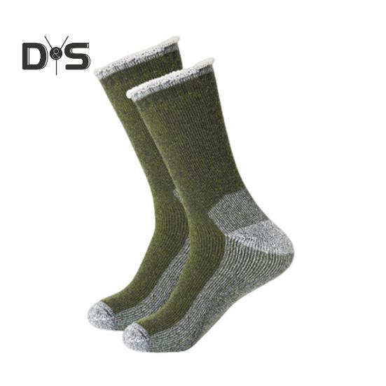 

1 пара зимних носков унисекс, шерстяные носки средней длины для походов, спорта, машинной стирки, влагоотводящие, сохраняющие тепло, нескользящие, повседневные чулки армия зеленый