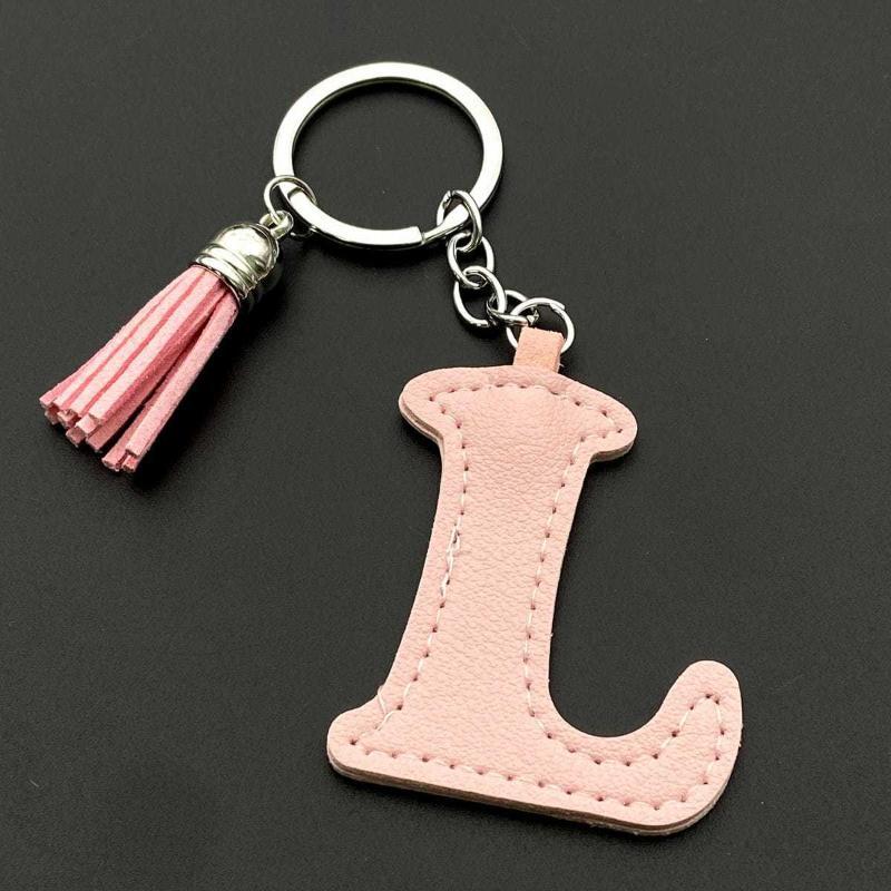 26 Initial English Letter Pu Leather Tassel Pendant Key Chain Bag Charm Women Birthday Gift