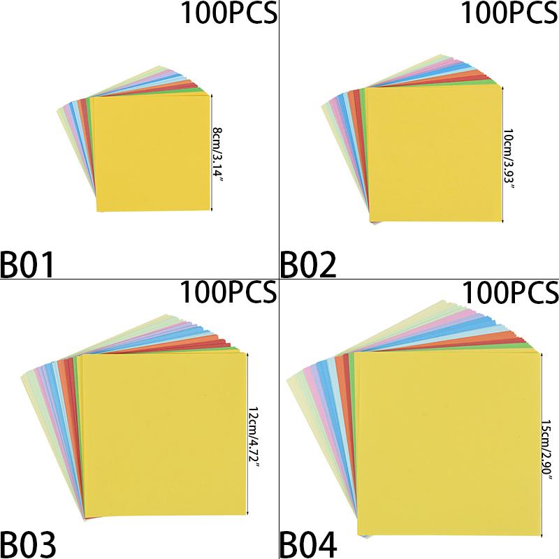 100pcs Square Origami Paper Double Sides Solid Color Folding Lucky Wish Paper Crane DIY Craft Colorful Scrapbooking