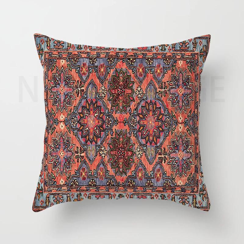 Red Moroccan Ethnic Style Short Plush Pillowcase Sofa Cushion Cover Home Decoration Can Be Customized for You 40x40 50x50 60x60