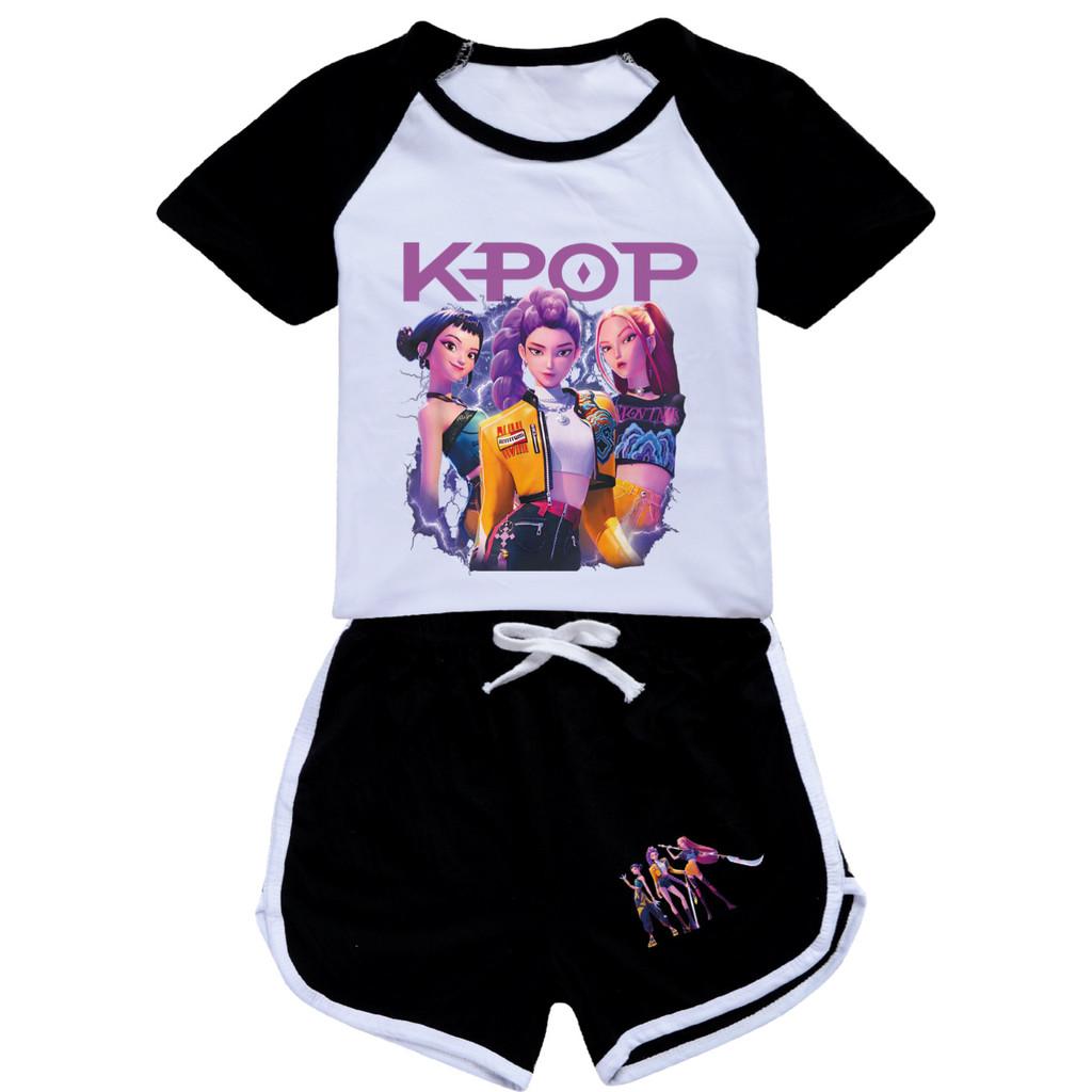 5112 Kids Girls POP Rumi Zoey Mira Print T-shirt Shorts Sport Tracksuit Clothes Set