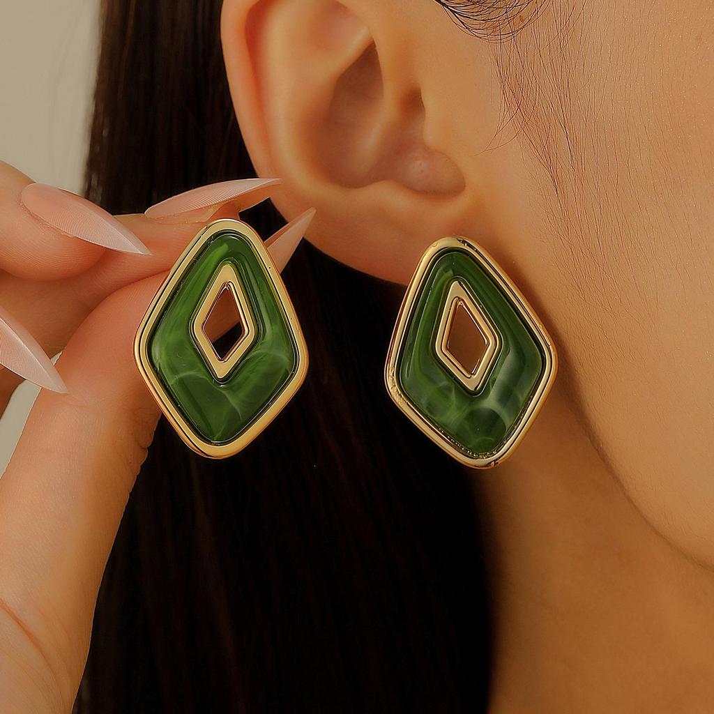 Colorful Drip Oil Flower Stud Earrings - Simple Double-Layer Petal Design for Women, Perfect for Spring and Summer