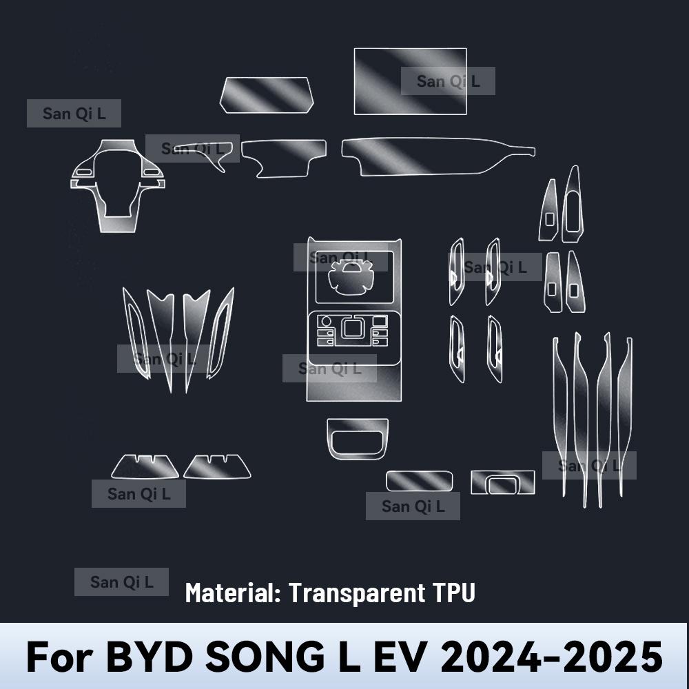 For BYD SONG L EV 2024 2025 TPU Car Navigation Screen Film Gearbox Protective Sticker Anti-scratch Interior Accessories