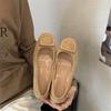 French Gentle Inner Heightening Suede Square Buckle Single Shoes 2025 Autumn New Shallow Mouth Temperament Commuting Soft-soled Grandma Shoes