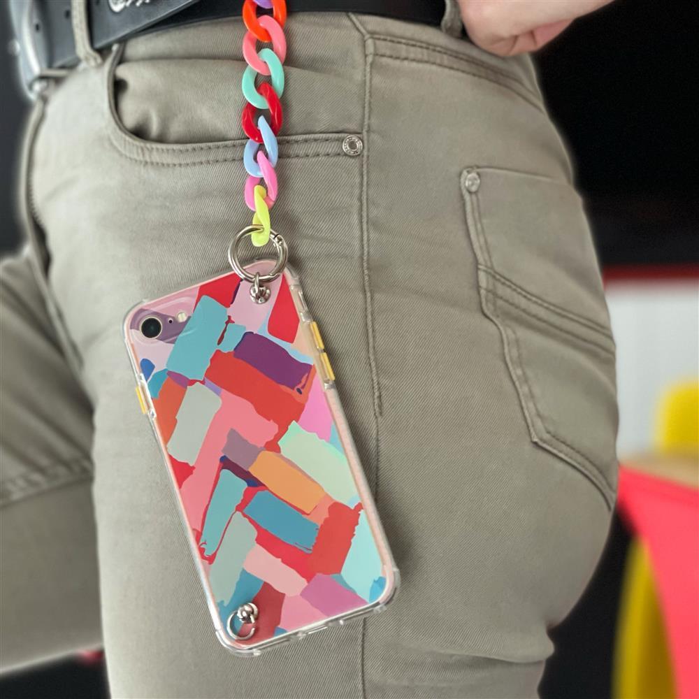 Multicolor Flexible Gel Case with Chain Lanyard for iPhone XS/X