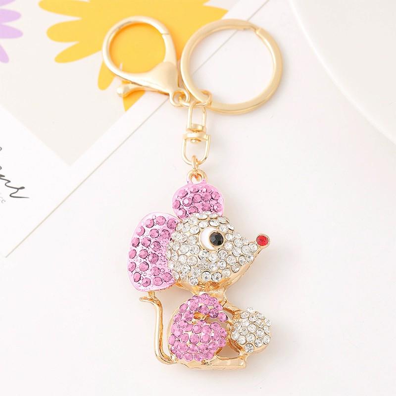 Colorful Rhinestone 3D Tiger Keychain and Metal Backpack Accessory