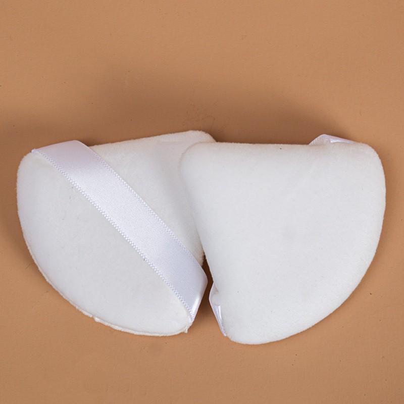 Triangle Velour Air Cushion Puff - Double-Sided Crystal Velvet Super Soft Fan-Shaped Makeup Puff for Loose Powder Setting