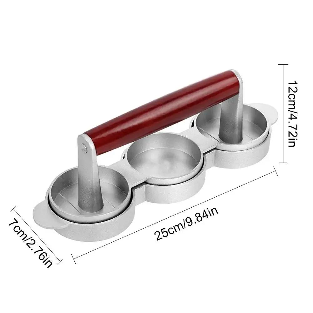 Round Shape Non - Stick Triple Burger Press Hamburger Patty Maker Mold for Chef Cutlets, Hamburger Meat, Beef Grill