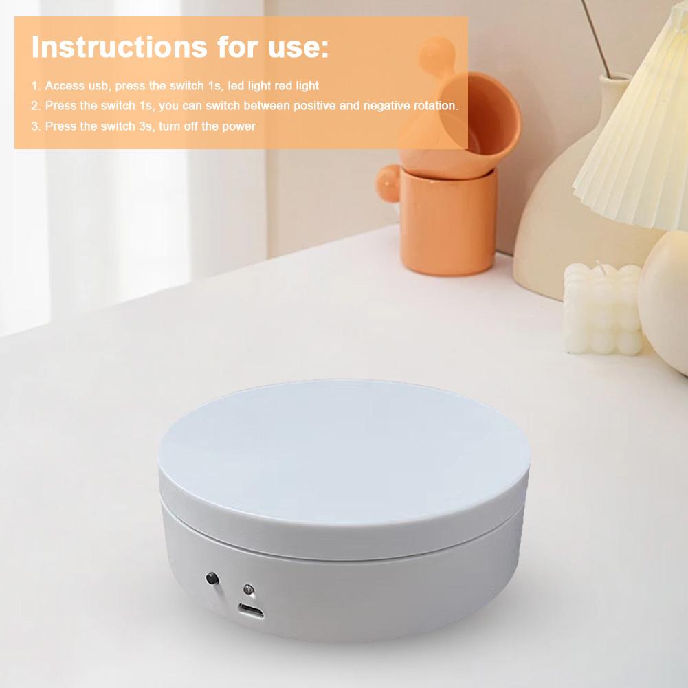 360 Degree Rotating Electric Turntable 12cm Jewelry Display Stand USB Charging/Battery Operated for Model Cake 3D Images