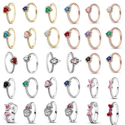 925 Silver All Heart Stone Ring New Pink White Rings Suitable For Any Occasion Matching DIY Birthday Gift