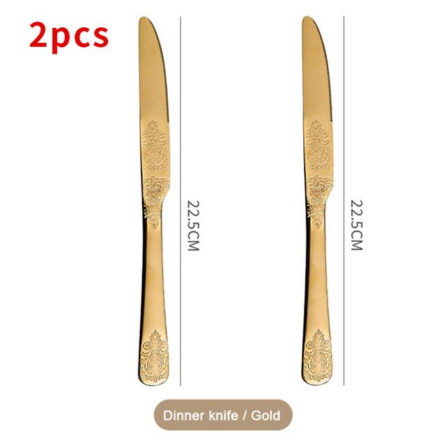 Stainless Steel Cutlery Set Portable Dinnerware Set Tableware Knife Fork Spoons Set Kitchen Utensils Sets Gift 1/2/4/8/16/24pcs
