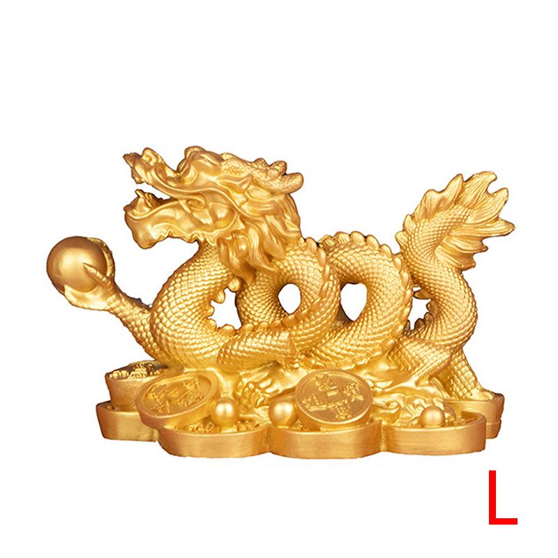Auspicious Resin Golden Dragon Ornament For Living Room Office Wine Cabinet Craft Feng Shui Decoration