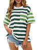T-shirt da donna a blocchi di colore a righe, oversize, manica corta, vestibilità larga, top estivo