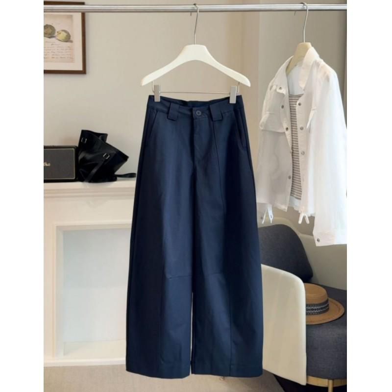 Pantalon Casual Polyvalent pour Femme Automne, Taille Haute, Coupe Ample, Amincissant, Jambe Large—Pantalon Commuter Uni