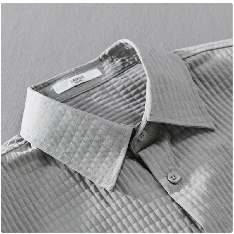 Spring Autumn Long Sleeve Shirt Men Daily Casual Men Shirts Turn-down Collar Solid Color Shirts with Pocket Simple Style Men Tops