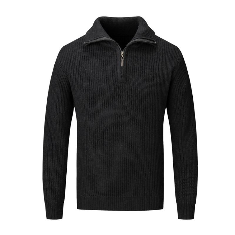 Men's Thick Half Zip Polo Collar Knit Sweater