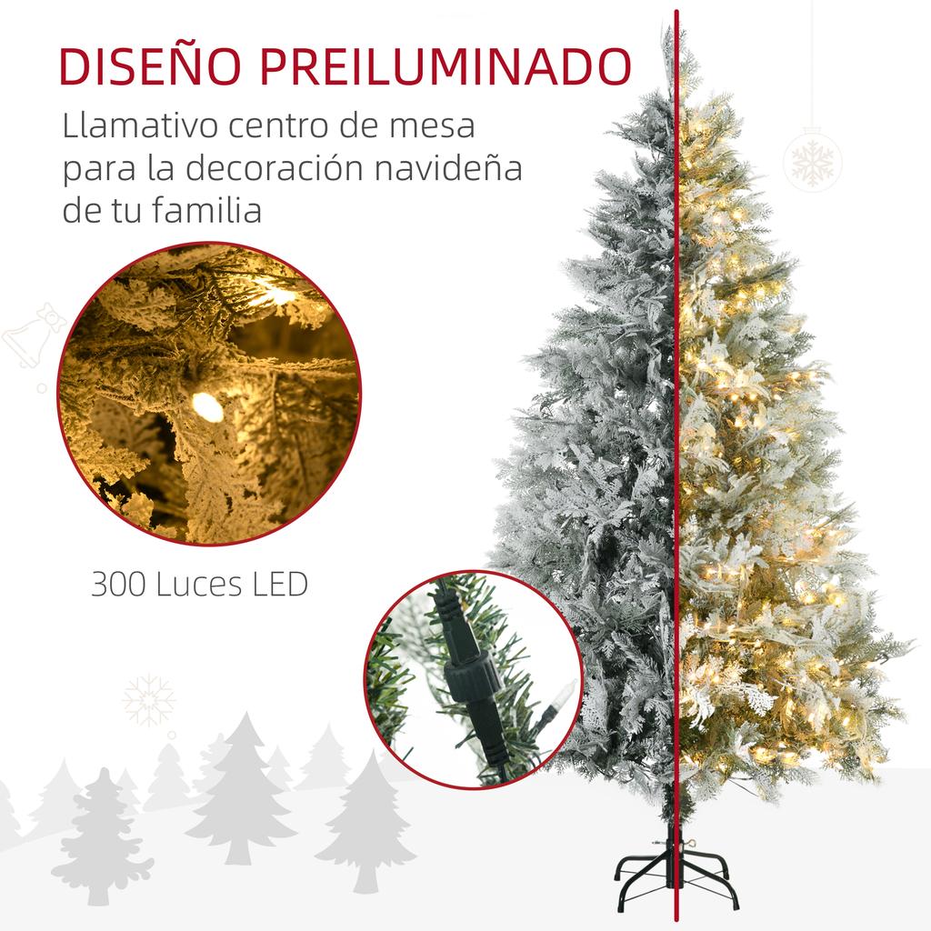 Artificial Christmas Tree 180cm with 300 Warm White LED Lights with 577 Branches, Automatic Opening, Foldable Base