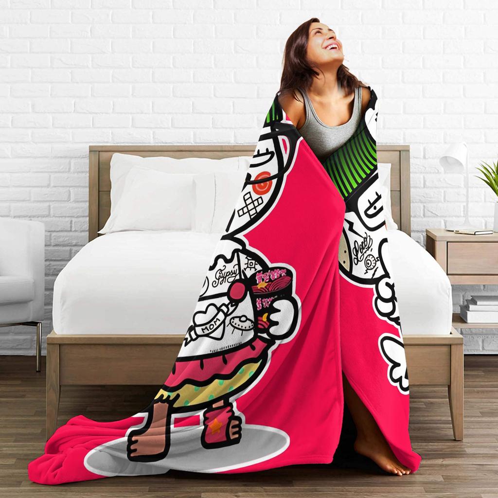 Buldak Ramen Chicken Flannel Blanket Autumn  Super Warm Throw Blanket for Kids Living Room Pattern Bedspread Sofa Bed Cover