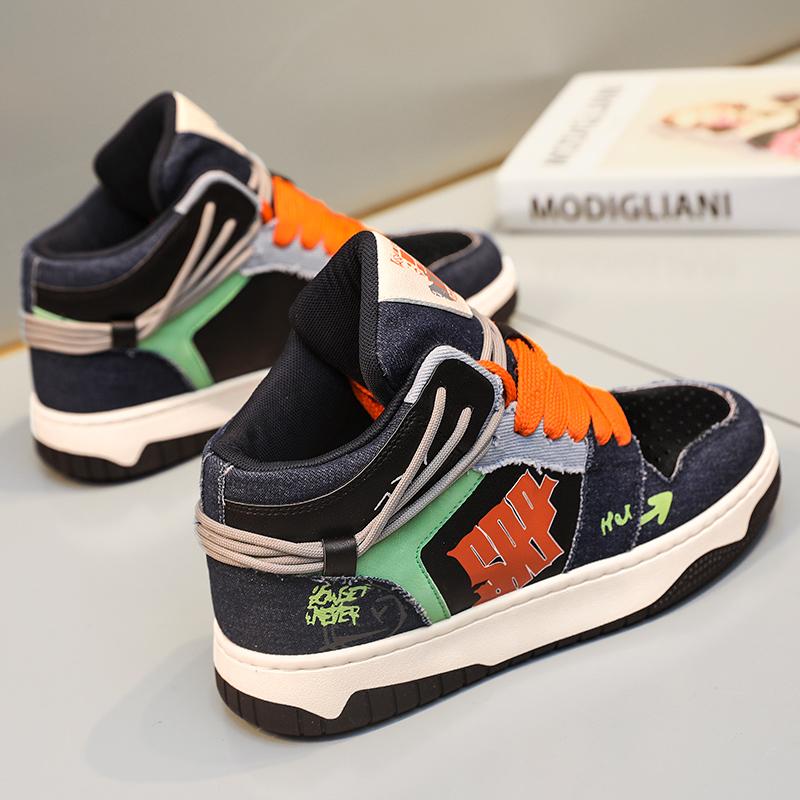 2024 New Men's Casual Sports Shoes Autumn and Winter Outdoor Sports Designer Luxury Fashion Leather Versatile High Top Shoes