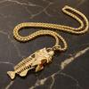 Fish Bone Necklace, Punk Street Style Hollow Fish Skeleton Pendant Design, Durable Alloy Chain for Women And Girls
