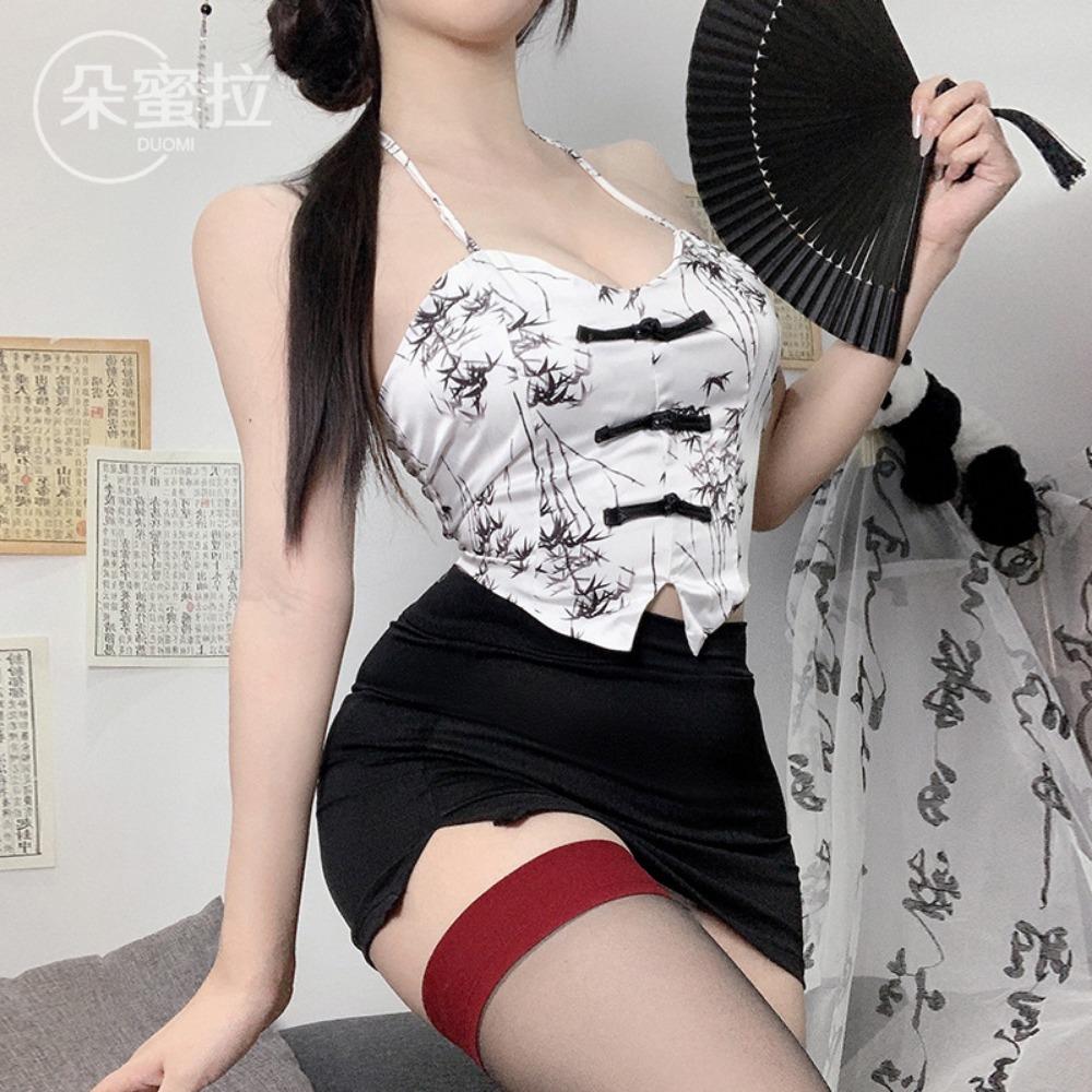 Domila Pure Desire Lingerie Sexy Cheongsam Uniform Temptation Premium Retro Tube Top Belly Pocket Free Set