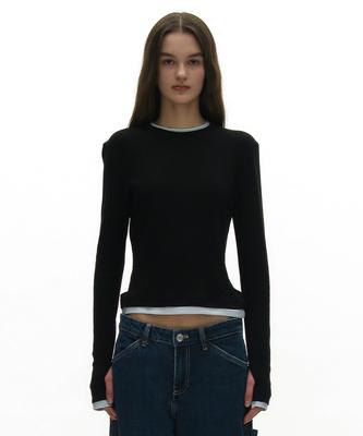 PARTIMENTO WOMEN Pw Double Layered Long Sleeve Tee_12 Colors