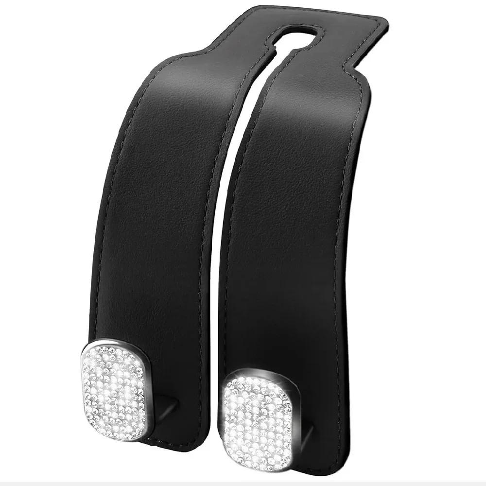 Blingbling Car Headrest Hook Premium Suede Rear Seat Hanging Dual Hook 20KG Large Load-Bearing Alloy Hook Hanger Universal чёрный