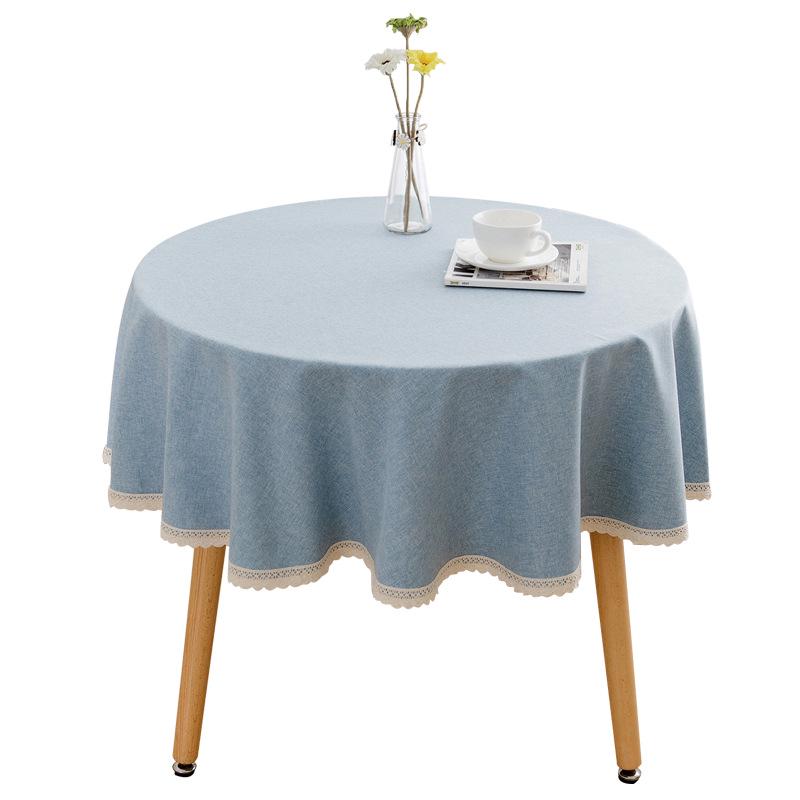 Round Tablecloth - High-End, Waterproof, Oil-Proof, Wash-Free, Imitation Cotton and Linen for Dining or Coffee Tables