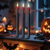 Halloween Black Conical Flameless Candle, 3D Flame Halloween Decorative Candle Light Remote Control LED Electronic Tearful Candle Light