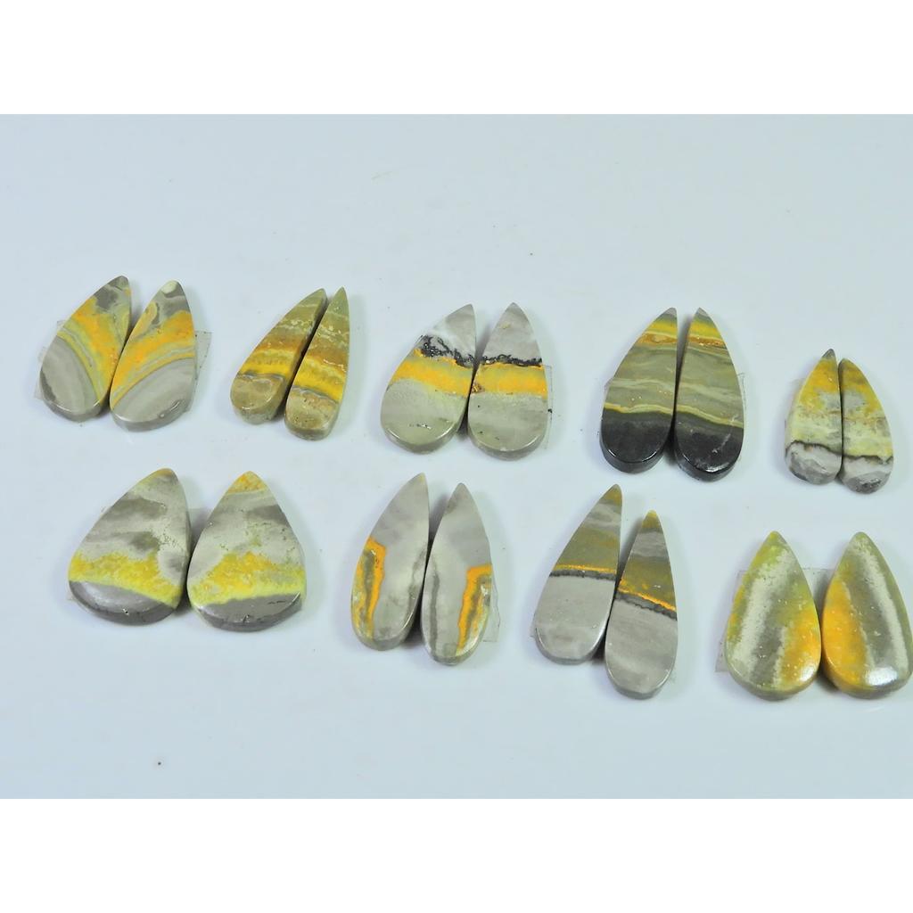 18-21 MM Natural Bumble Bee Jasper Pair Pear Cabochon Gemstone 09 Pair Lot C-765