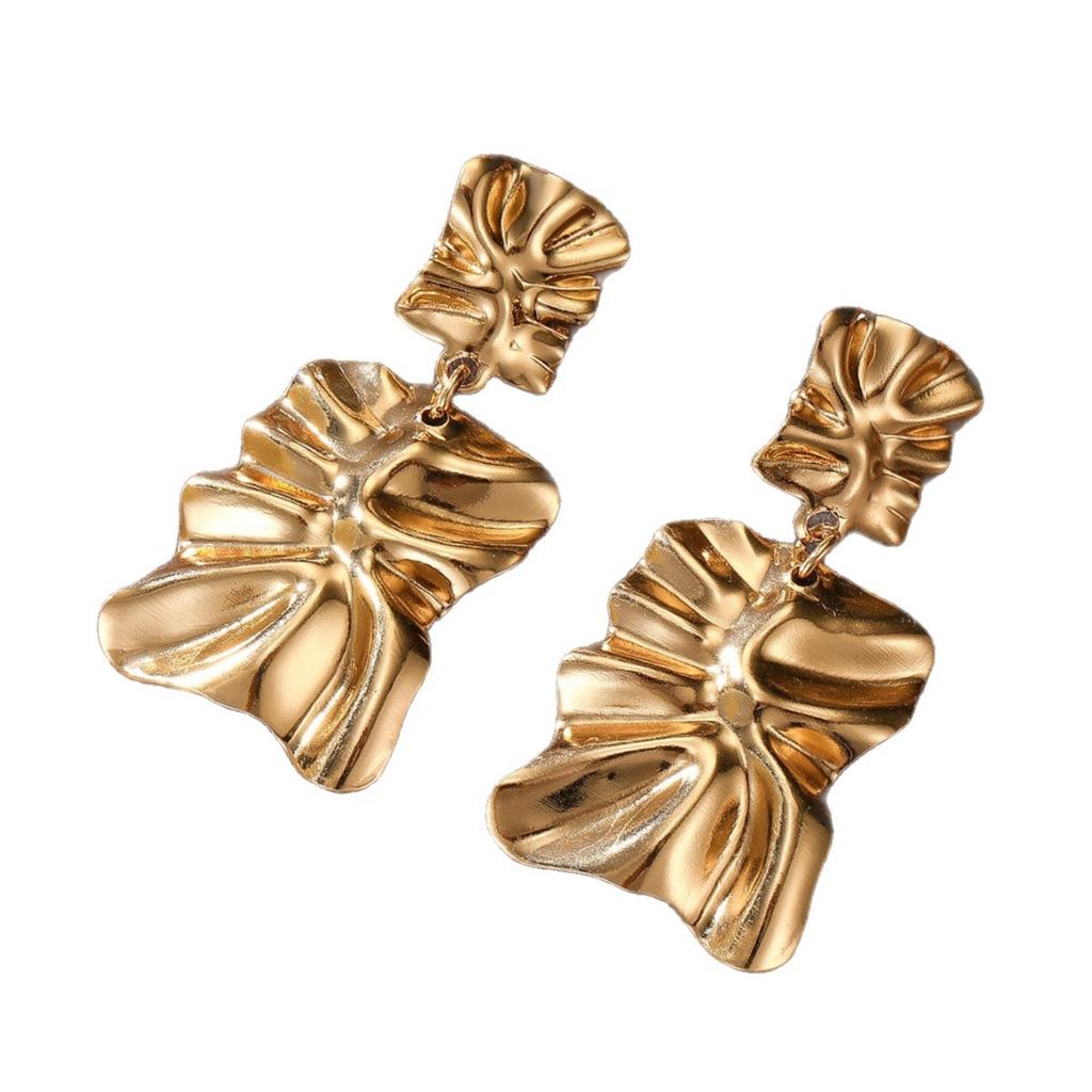 Accessories Ins Color Exaggerated Irregular Pleated Earrings High-end Earrings Fashionable Women's Earrings