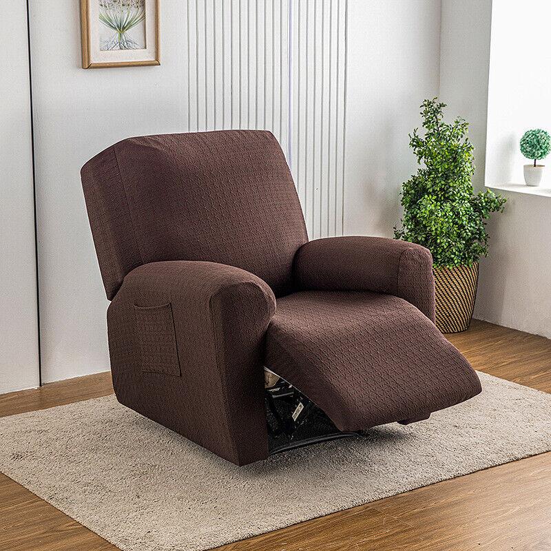 1seater Recliner Sofa Cover Ice Silk Jacquard Stretch Single Chair Covers Arm Sofa Slipcover Living Room Chair Protector
