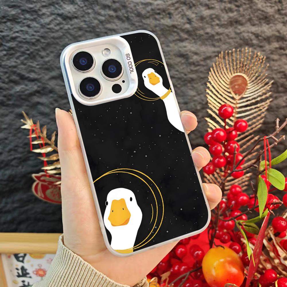 Cartoon Cute Goose Game Phone Case For Iphone 17 16 15 14 Pro Max Xr Air Plus Black Silver Hard Shell Cover