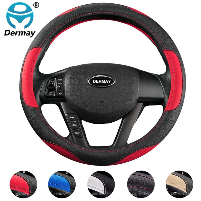 

DERMAY Universal 38cm PU Leather Car Steering Wheel Cover for Ford focus 2 3 BMW e46 e39 Volkswagen Toyota Chevrolet cruze
