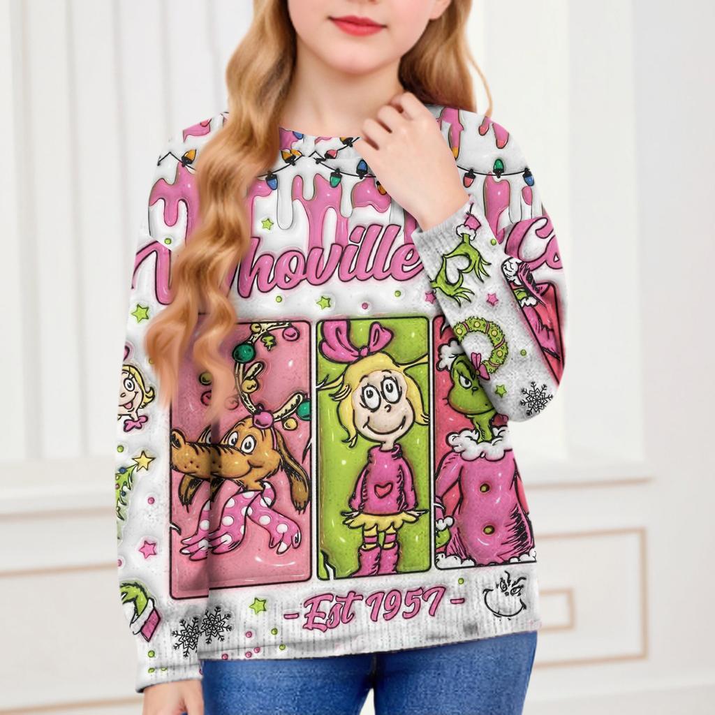 Christmas Day Sweatshirts For Children Boys And Girls Knit Sweater Cute Shirt Fall Crewneck Pullover Tops