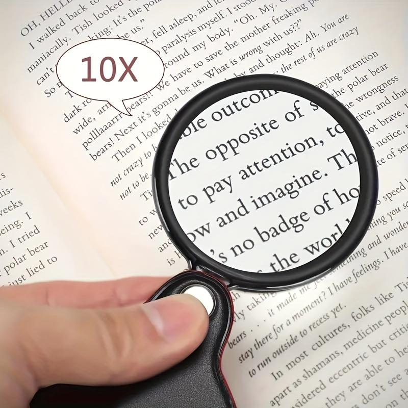 Portable Mini Folding Magnifier Faux Leather Protective Case Design,Suitable for Reading, Fine Work,Repair,Hobby Outdoor Camping