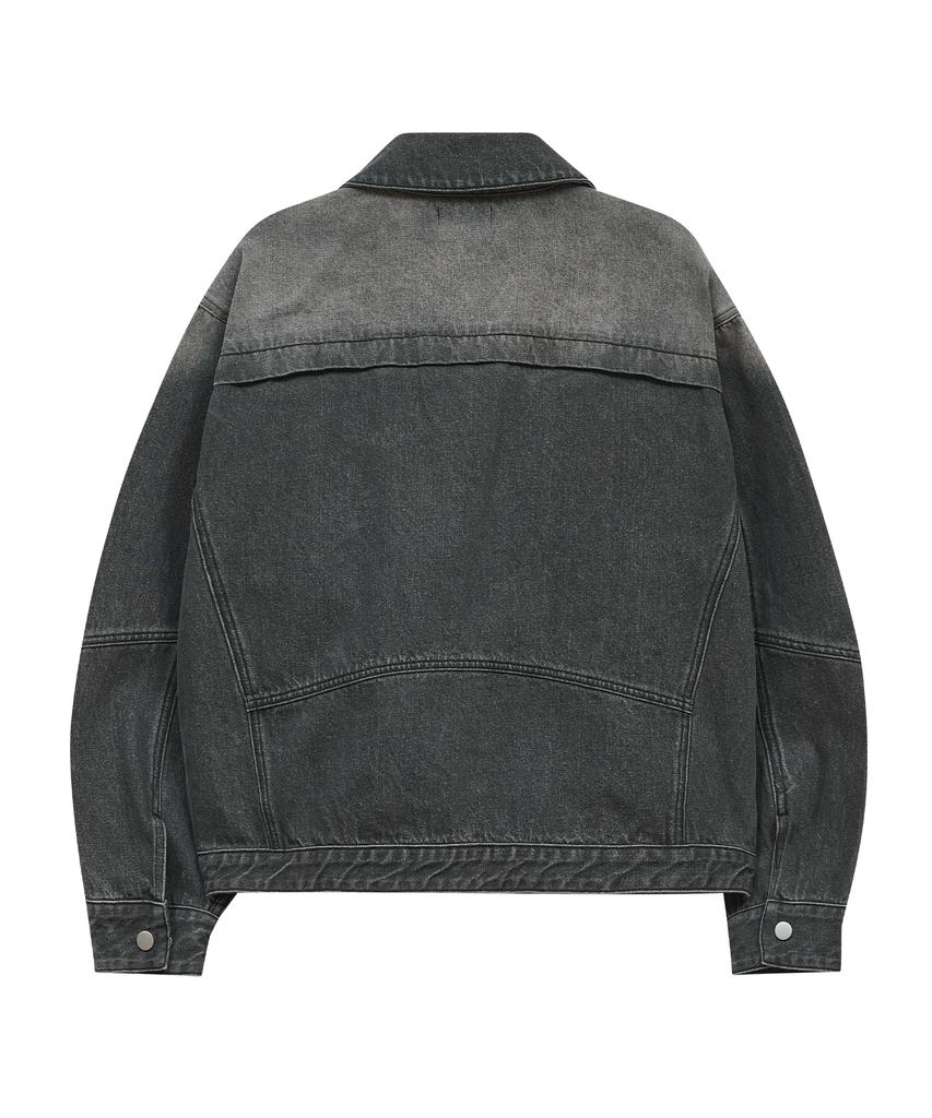 Standarderror 87-Stan117 [Basic] Vintage Washed Racer Denim Jacket Vintage Black