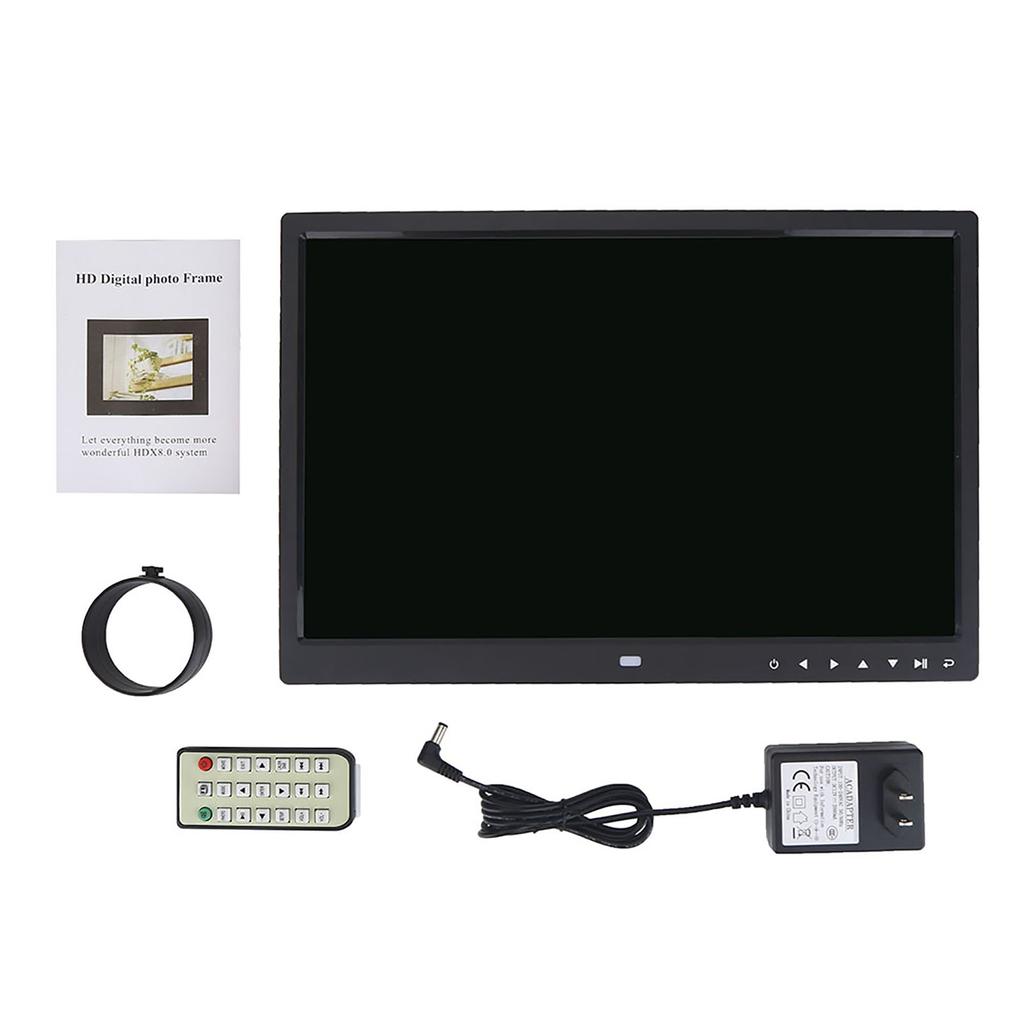 15  HD Screen Touch Button Digital Photo Frame Alarm Clock MP3Celsius4 Movie Player   Black
