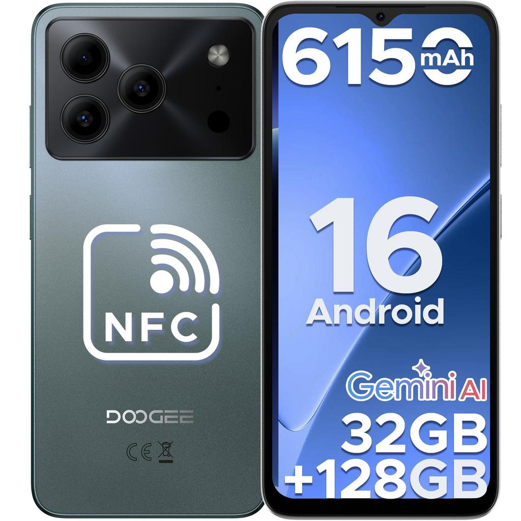 DOOGEE NOTE 56 PRO Mobile Phones, Android 16 With Gemimi AI, 32GB+128GB/2TB, 6150mAh& 6.56"HD+90Hz, 4G Dual SIM Unlocked Mobile Phone
