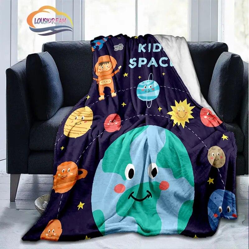 Space Universe and Many Planets In Galaxy Series Fashion Flannel Blanket Solar System Wallpaper Blanket Sofa Bed Warm