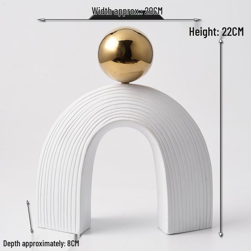 Simple Modern Black and Gold Resin Arch Art Ornament for Desktop Decoration