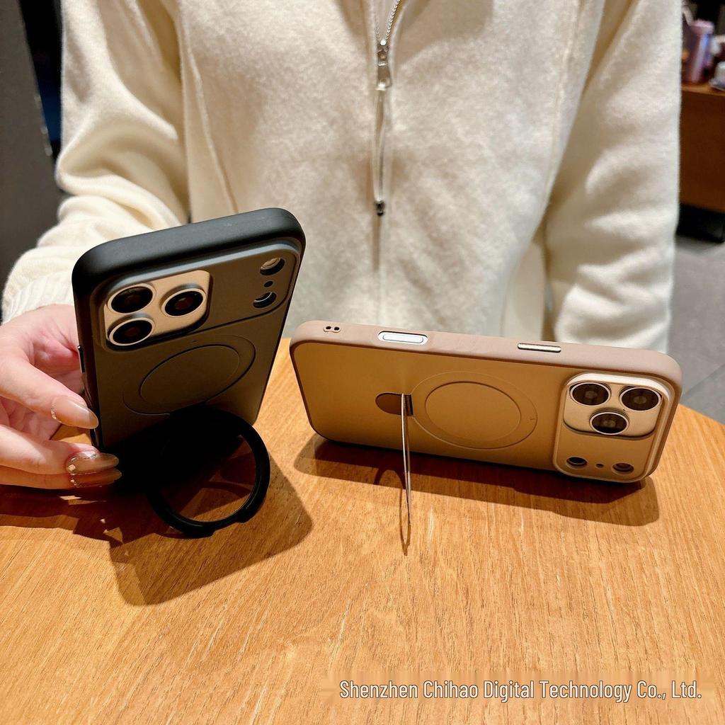 Matte Magnetic Stand Case for iPhone 17 Pro Max: Drop-Proof, Full Coverage, Compatible with Apple 16