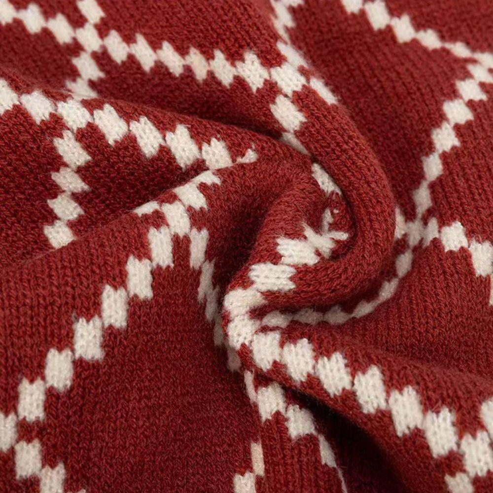 Winter Warm Long Scarves Plaid Women Scarf Vintage Knitted Scarf