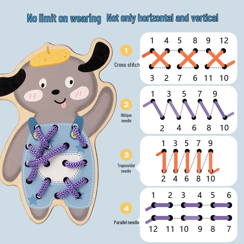 Kids' Educational Threading Board for Fine Motor Skills Development