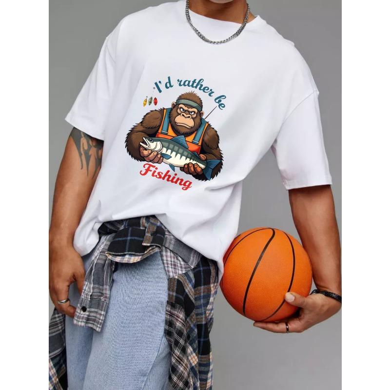 Rybářské tričko bílé Raději bych rybařil Grafický potisk pro outdoorové aktivity a běžné nošení