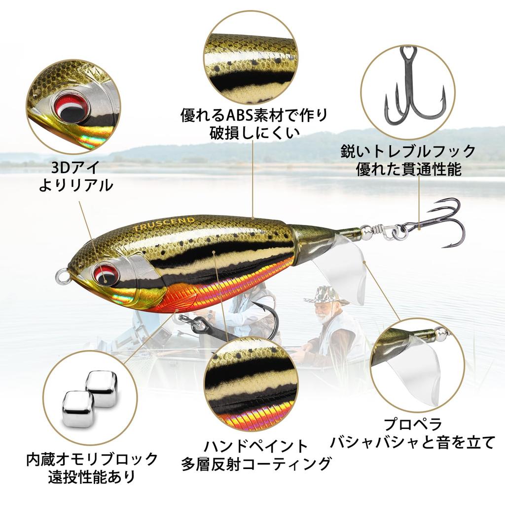 TRUSCEND Floating Prop Fishing Pencil with Rotating with BKK for Freshwater and Bass Fishing Suitable for and More Bait, Lure, Popper, Lure, Topwater,