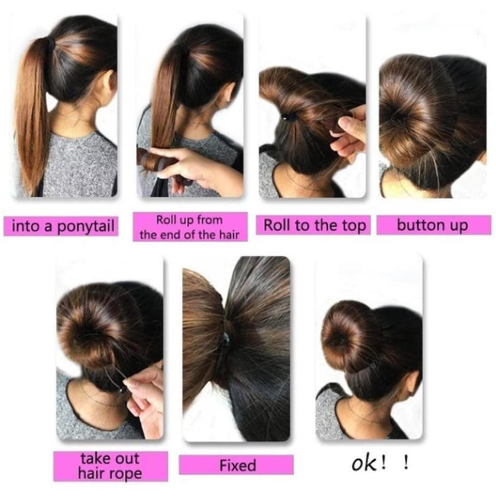 Anello Portautensili per Capelli da Donna in Nylon Elegante Accessori Fascia per Capelli per Chignon da Interno Esterno Matrimonio Danza