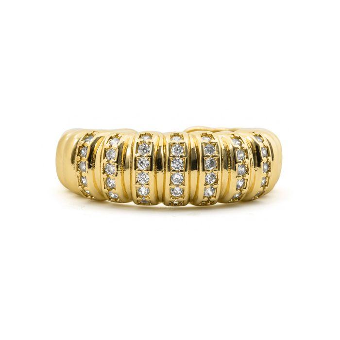 Anneau - LUXENTER - Bakla - Finition or jaune 18 carats - Largeur 7,6 mm - Zircone